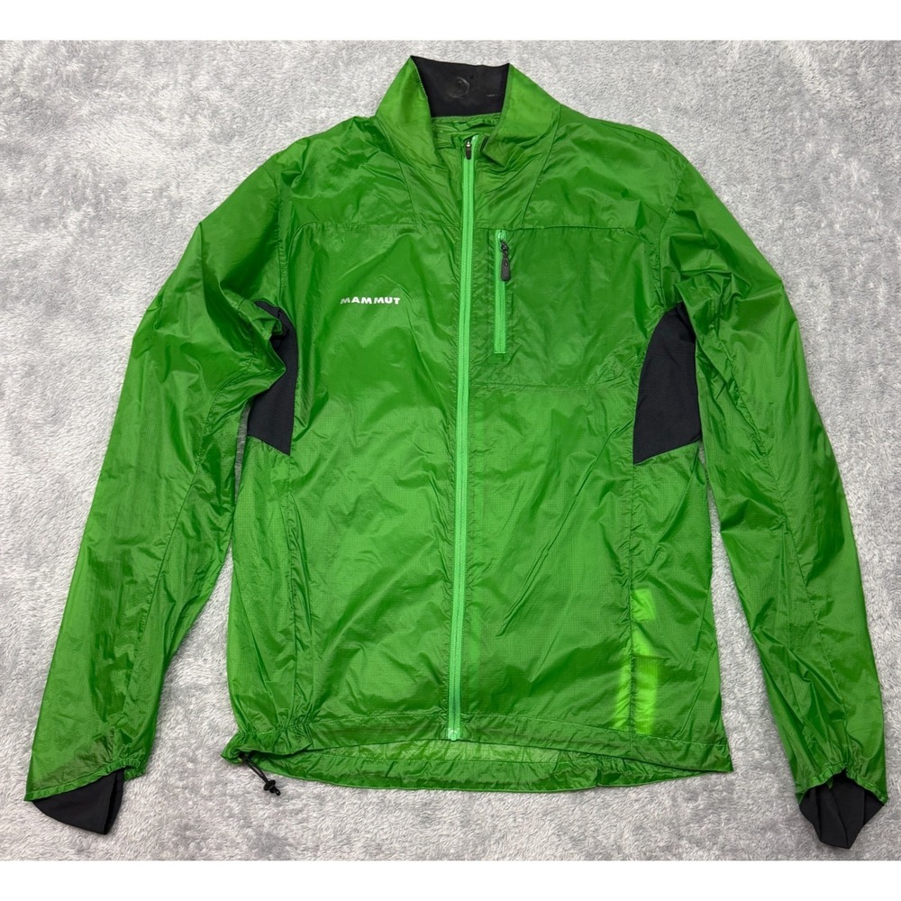 Mammut Lightweight Packable Windbreaker Jacket Mens L Green Hiking Mtr201 Micro